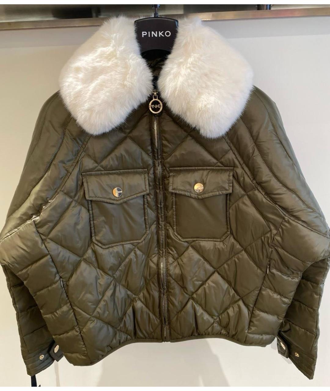 PINKO Хаки полиэстеровая куртка, фото 5