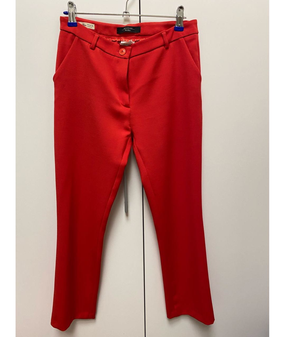 MAX MARA Красные полиэстеровые прямые брюки, фото 4
