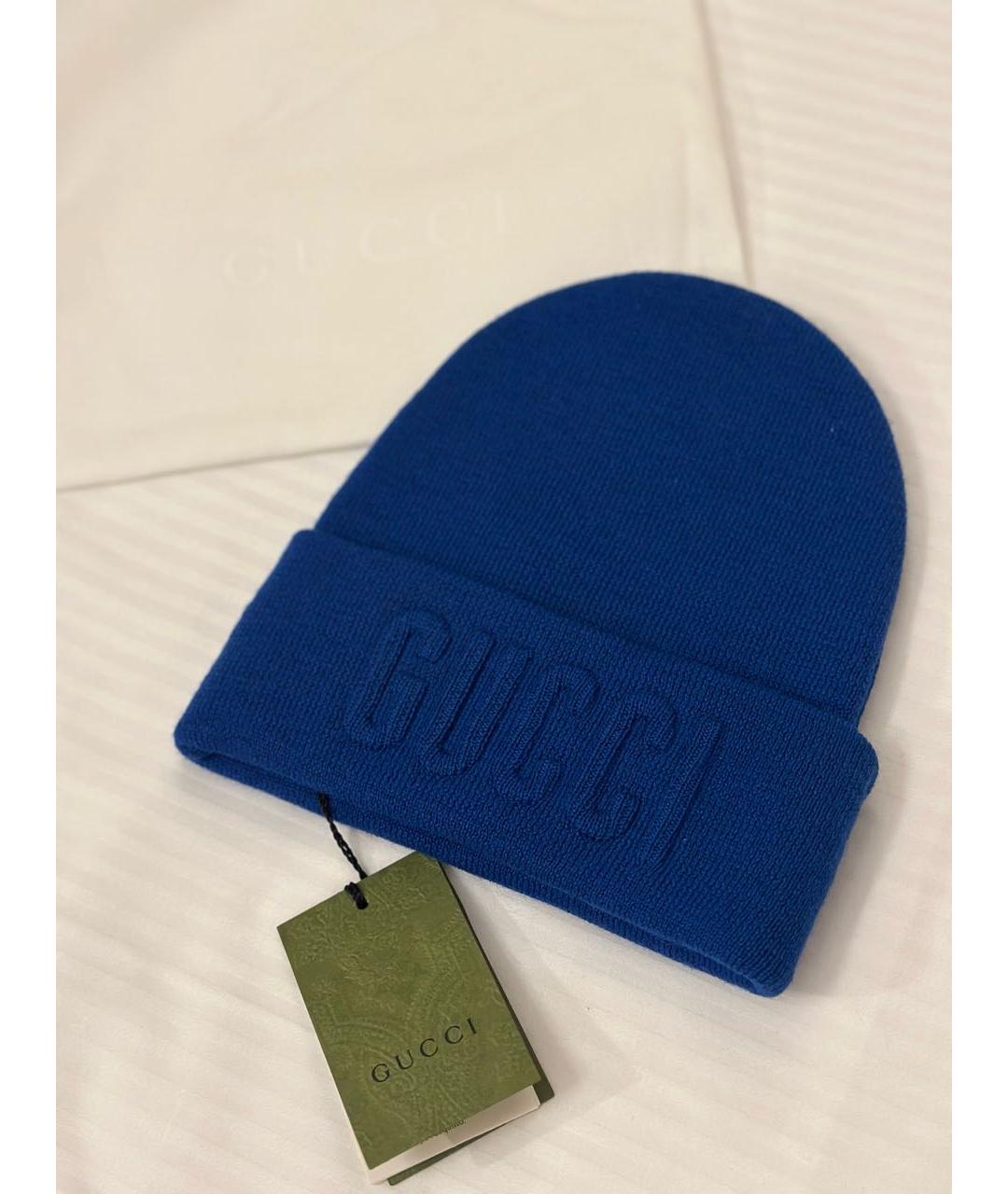 GUCCI Синяя шерстяная шапка, фото 2