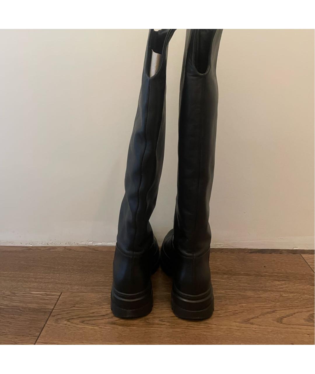 MAX MARA Черные кожаные сапоги, фото 4