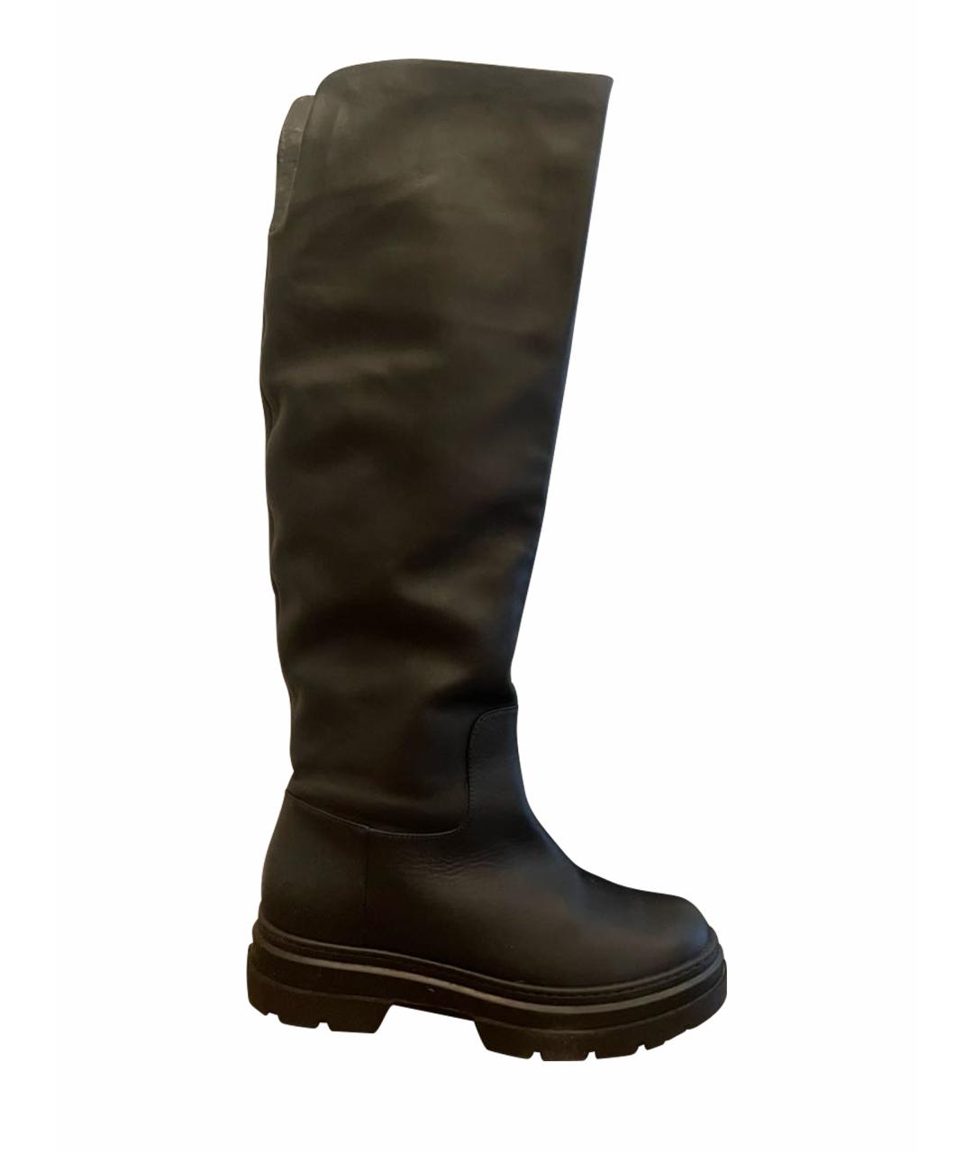 MAX MARA Черные кожаные сапоги, фото 1