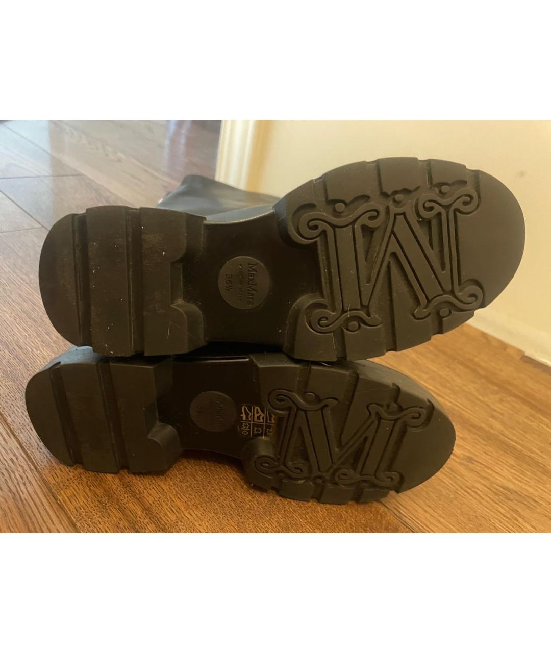 MAX MARA Черные кожаные сапоги, фото 6