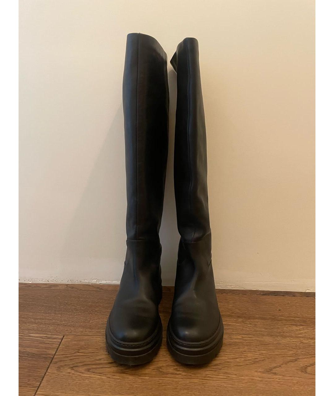 MAX MARA Черные кожаные сапоги, фото 2