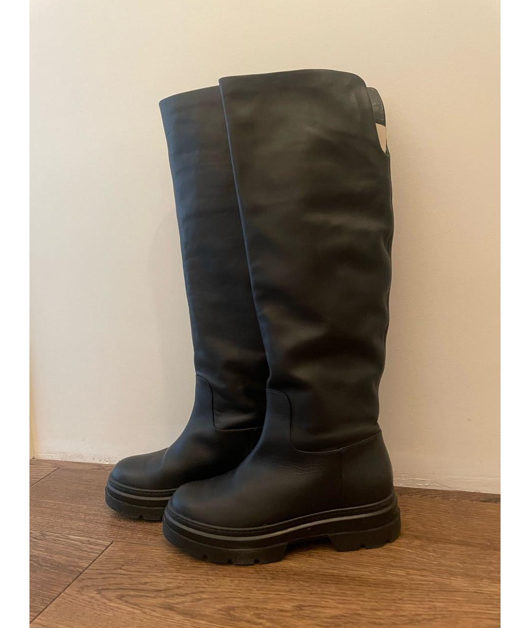 MAX MARA Черные кожаные сапоги, фото 7