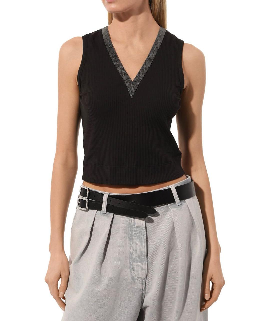 BRUNELLO CUCINELLI Черная хлопковая майка, фото 7