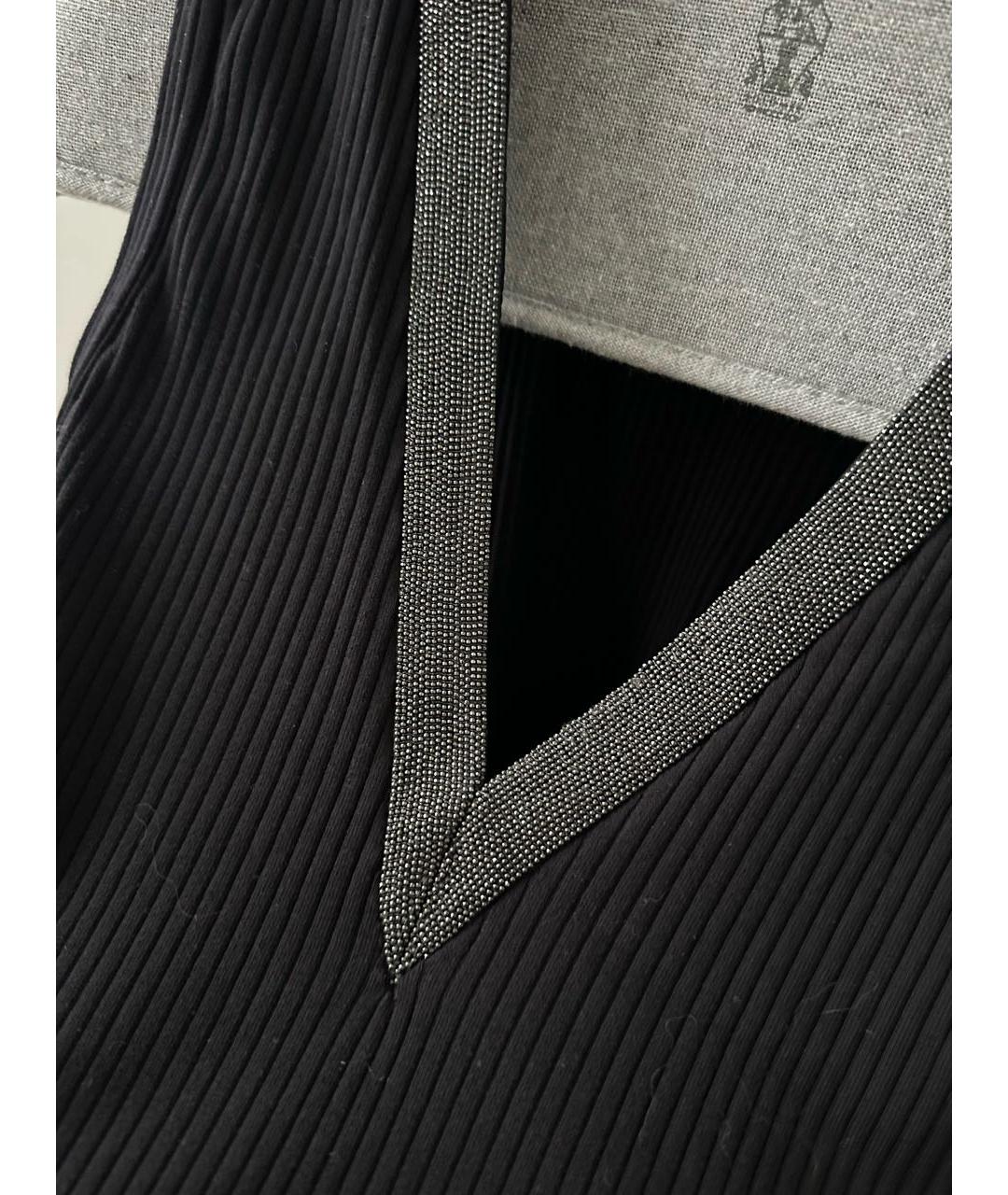 BRUNELLO CUCINELLI Черная хлопковая майка, фото 4