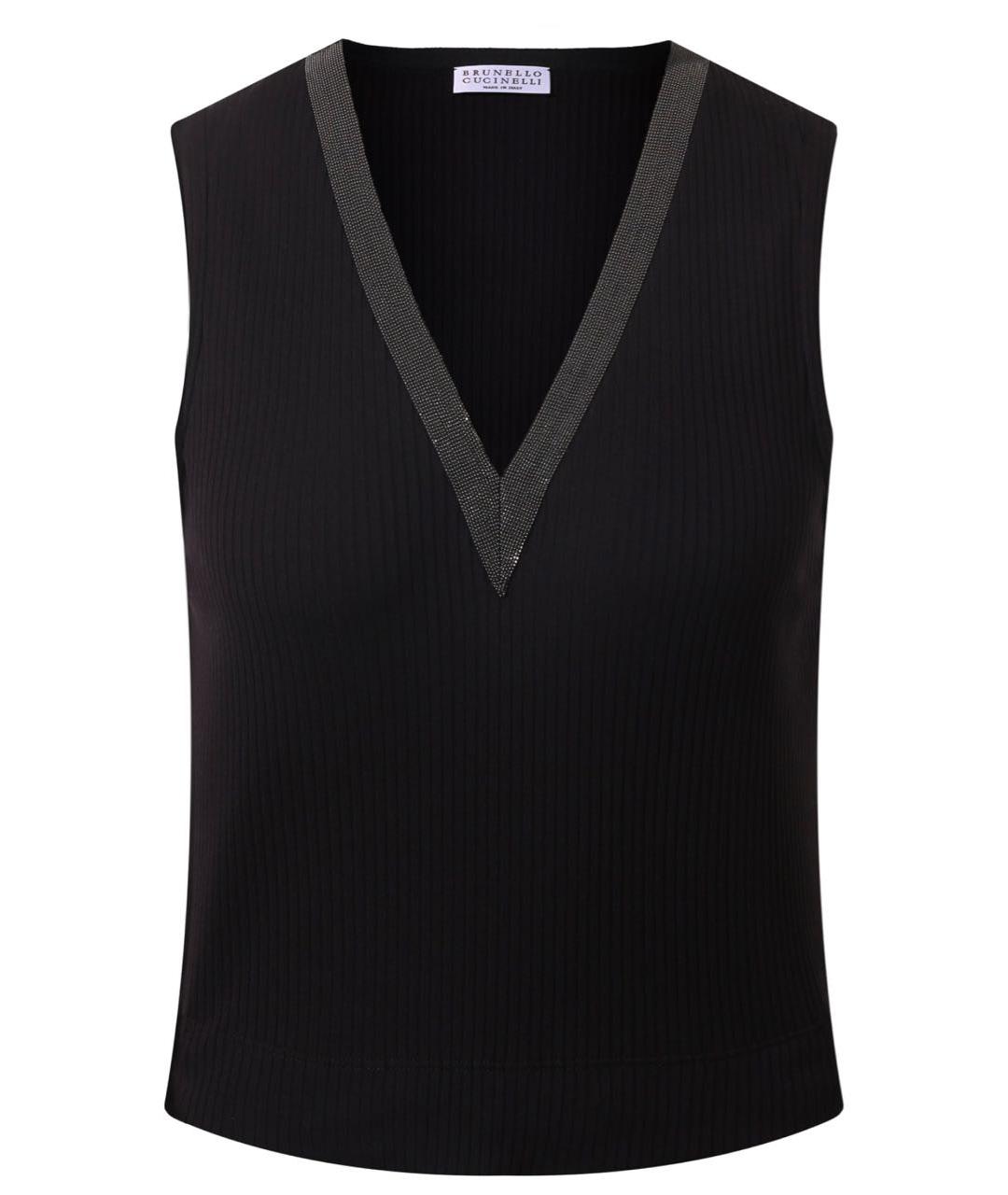 BRUNELLO CUCINELLI Черная хлопковая майка, фото 8