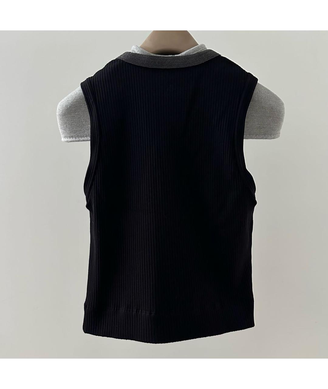 BRUNELLO CUCINELLI Черная хлопковая майка, фото 2