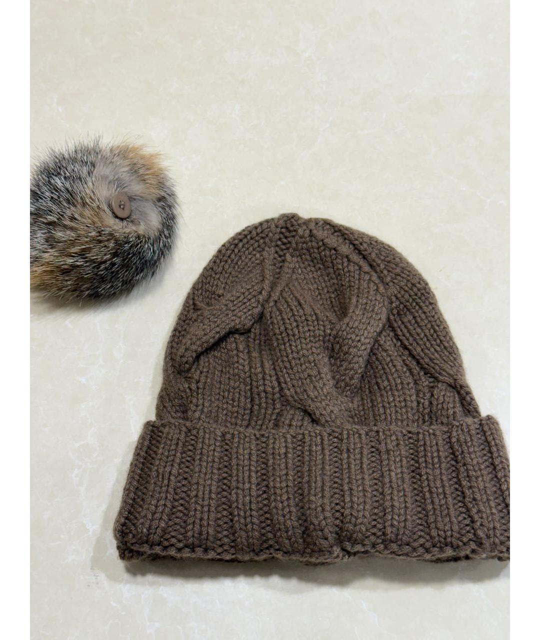 LORO PIANA Коричневая кашемировая шапка, фото 5