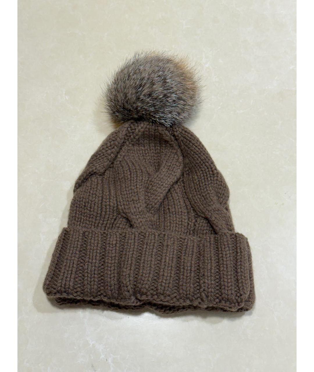 LORO PIANA Коричневая кашемировая шапка, фото 2