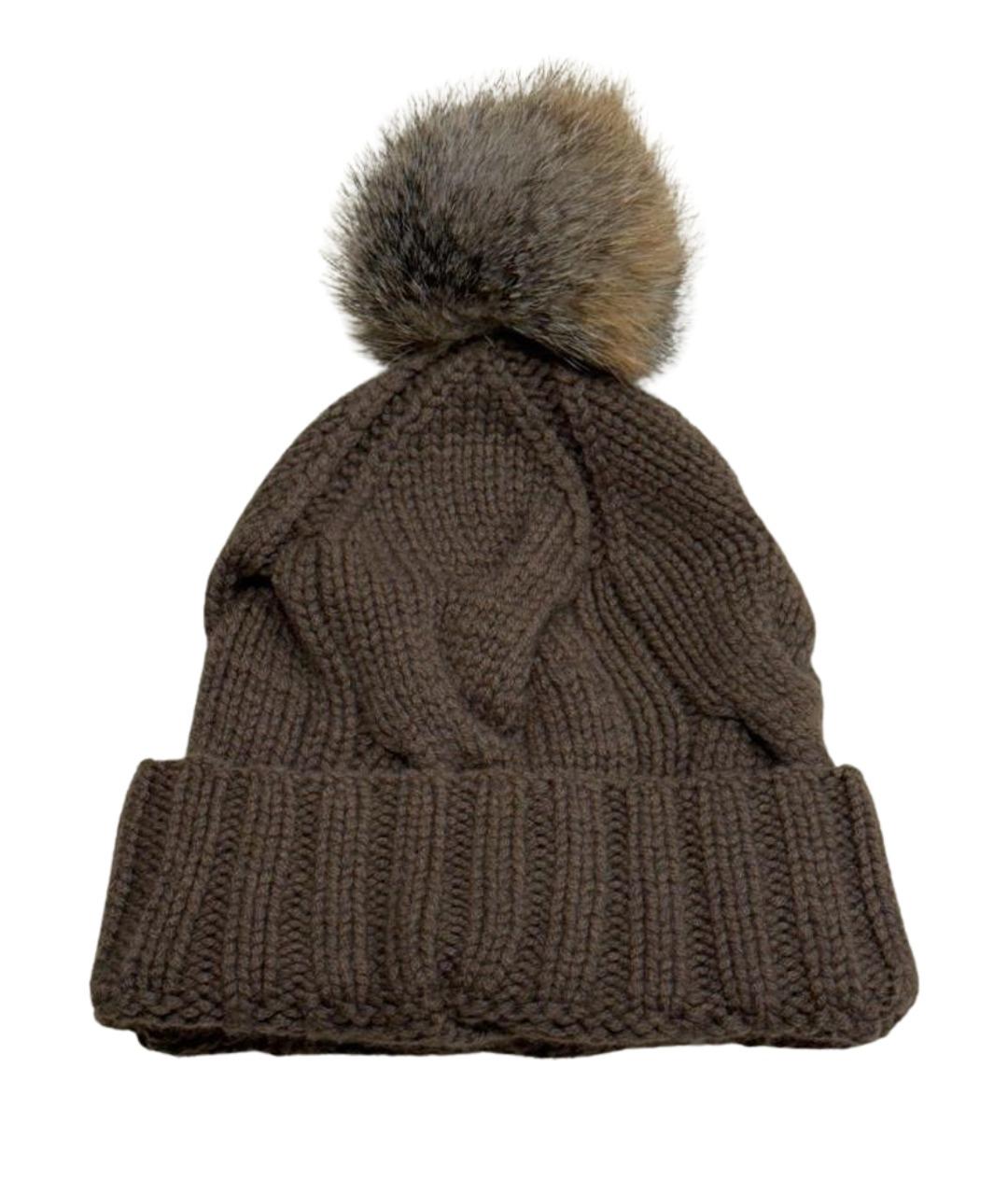 LORO PIANA Коричневая кашемировая шапка, фото 1