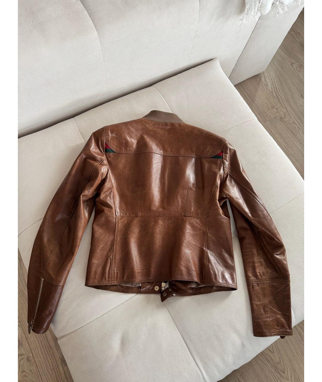 GUCCI Коричневая кожаная куртка, фото 8