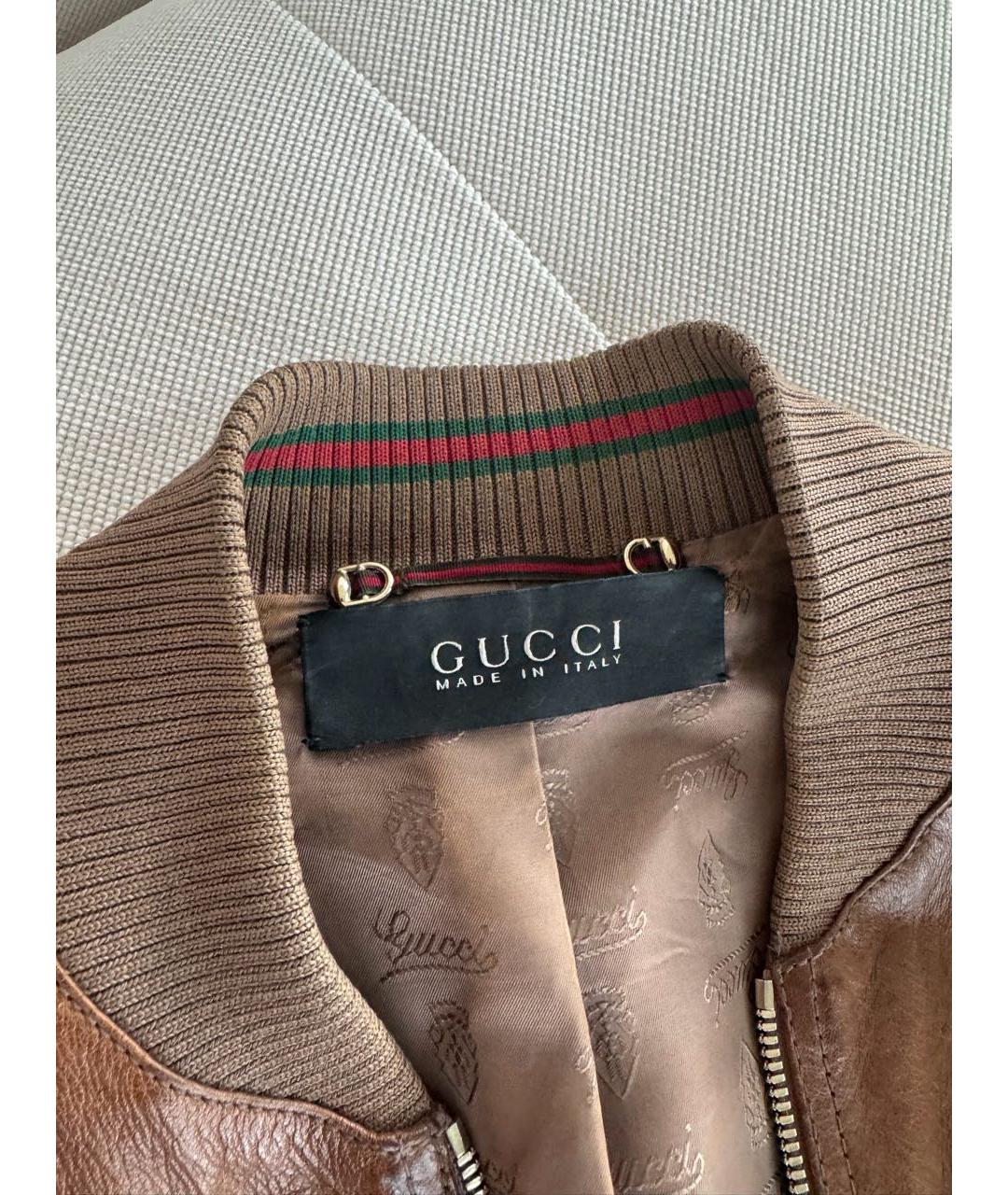 GUCCI Коричневая кожаная куртка, фото 6