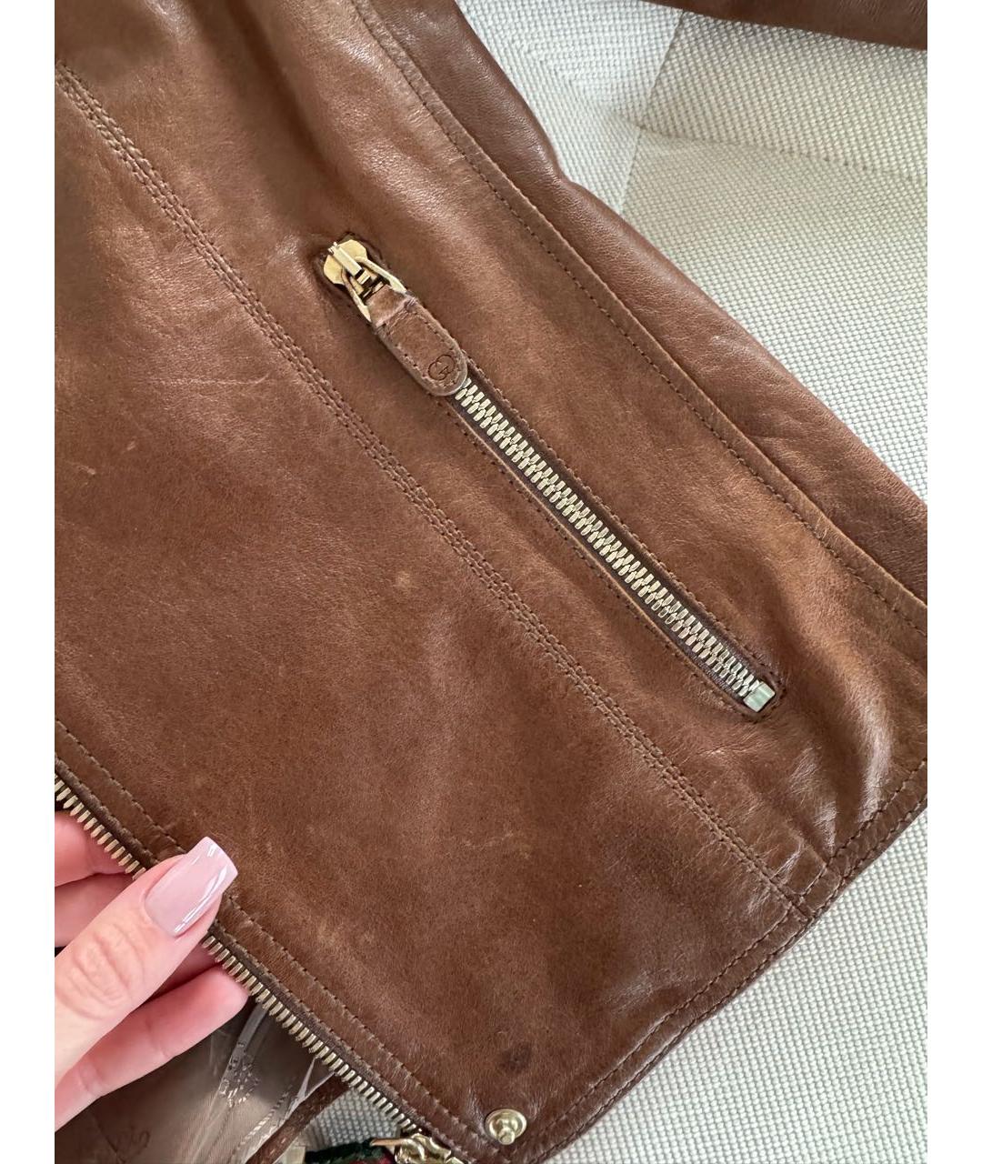 GUCCI Коричневая кожаная куртка, фото 3