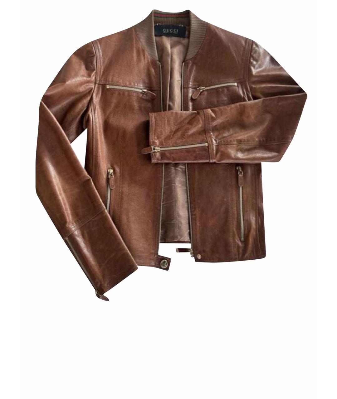 GUCCI Коричневая кожаная куртка, фото 1