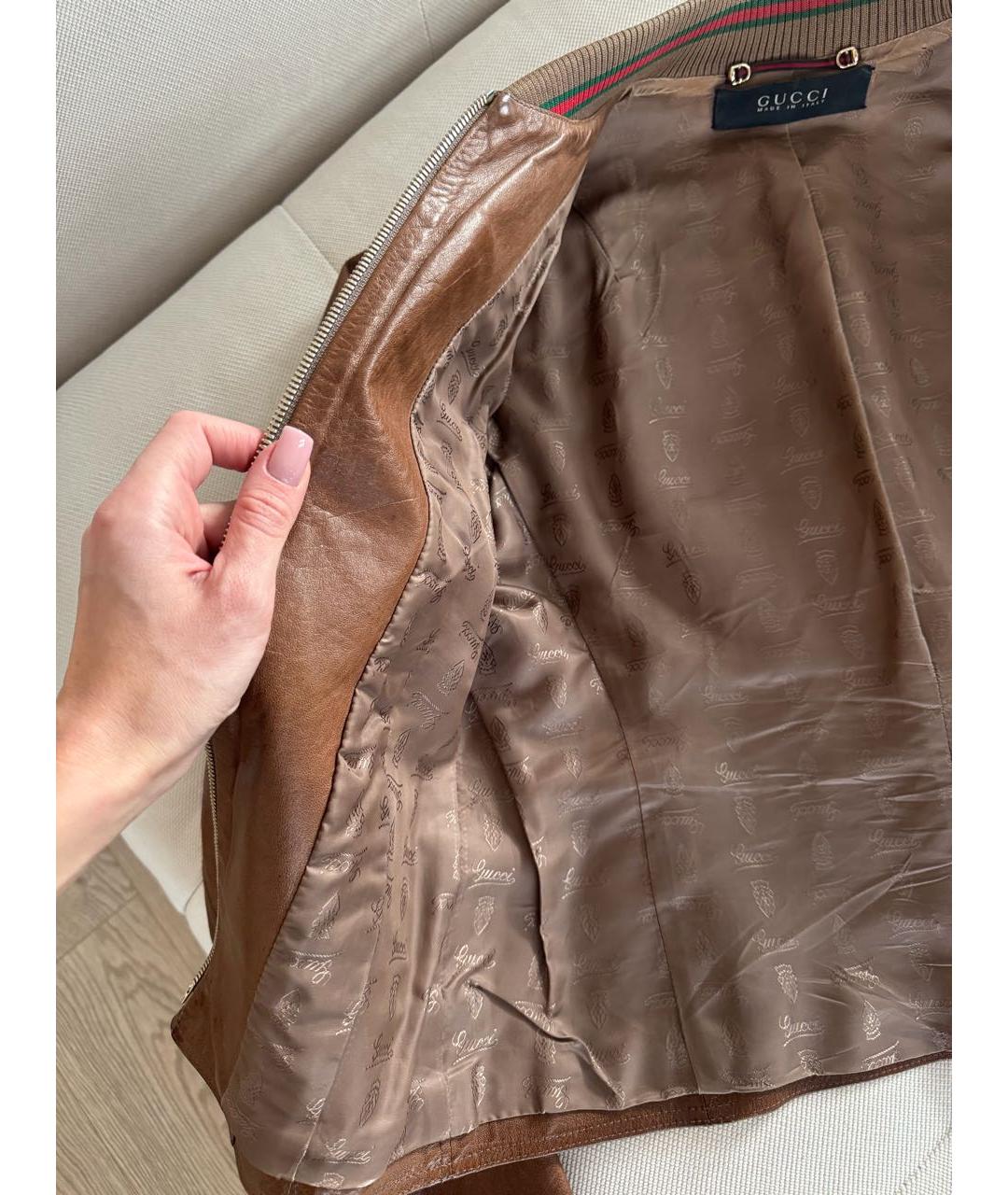 GUCCI Коричневая кожаная куртка, фото 5