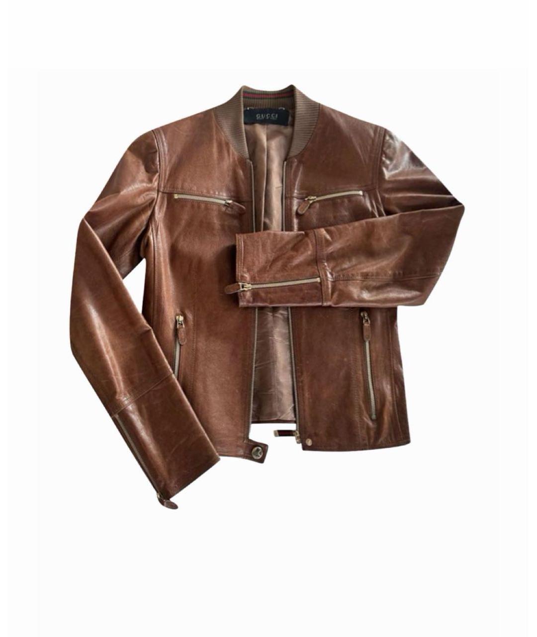 GUCCI Коричневая кожаная куртка, фото 9
