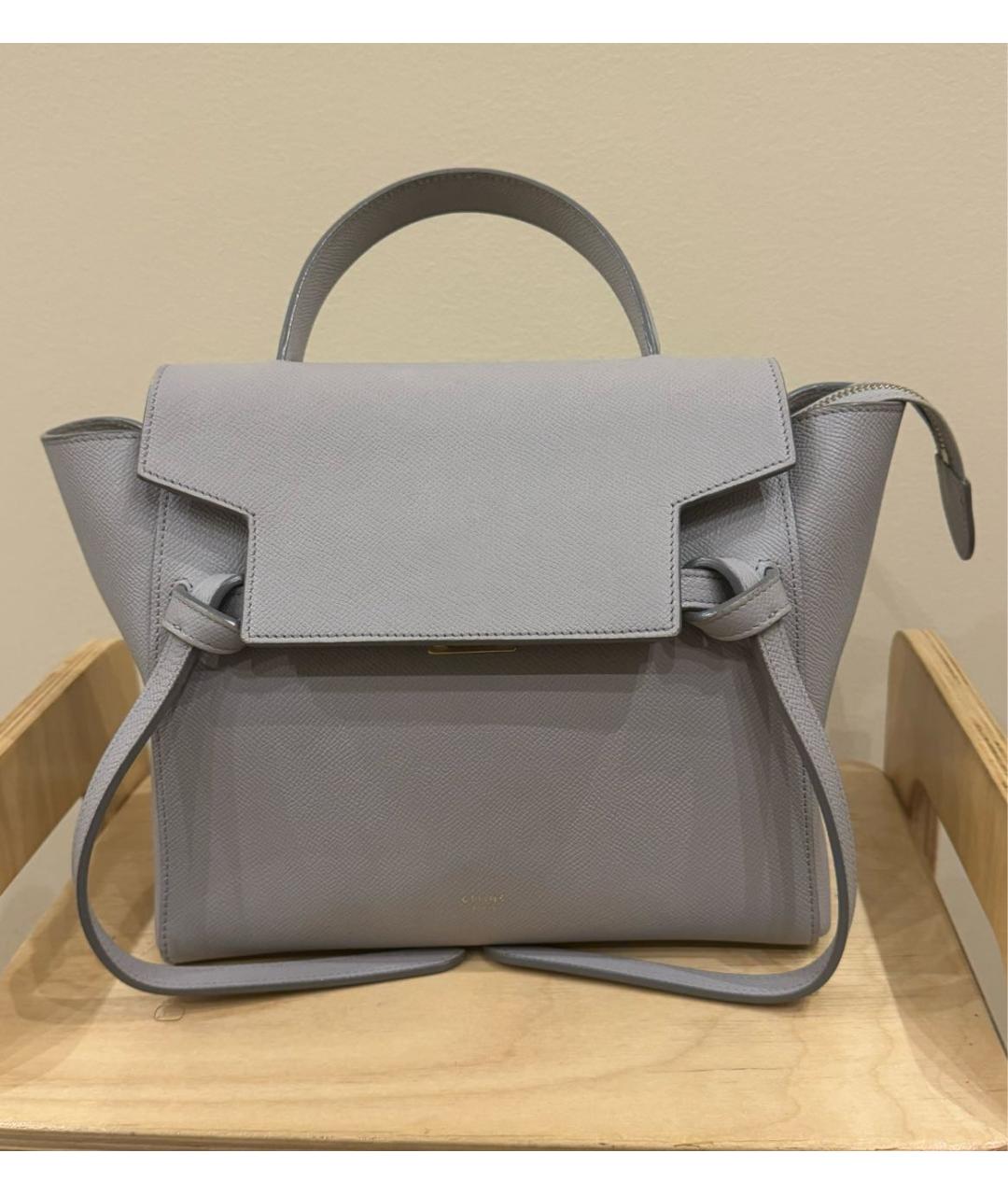 CELINE Серая кожаная сумка через плечо, фото 9