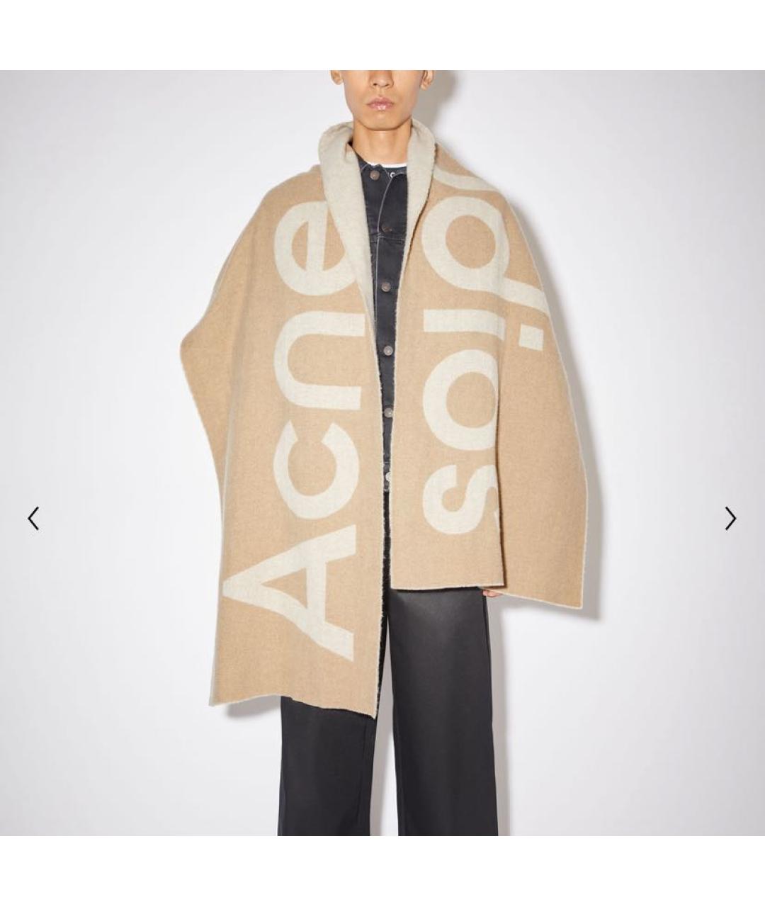 ACNE STUDIOS Бежевый шерстяной шарф, фото 5