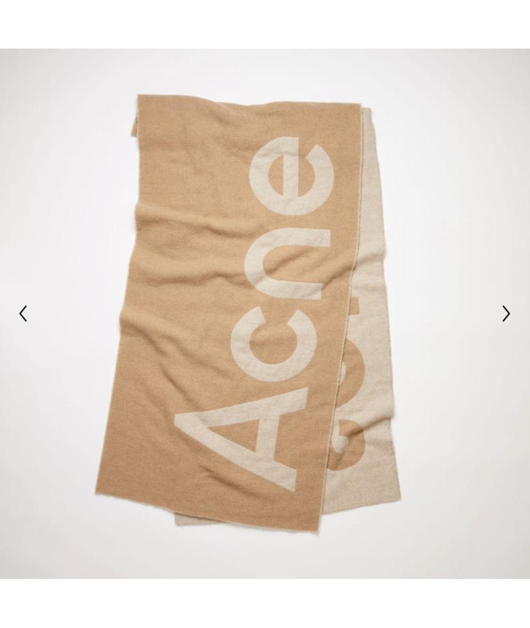 ACNE STUDIOS Бежевый шерстяной шарф, фото 6