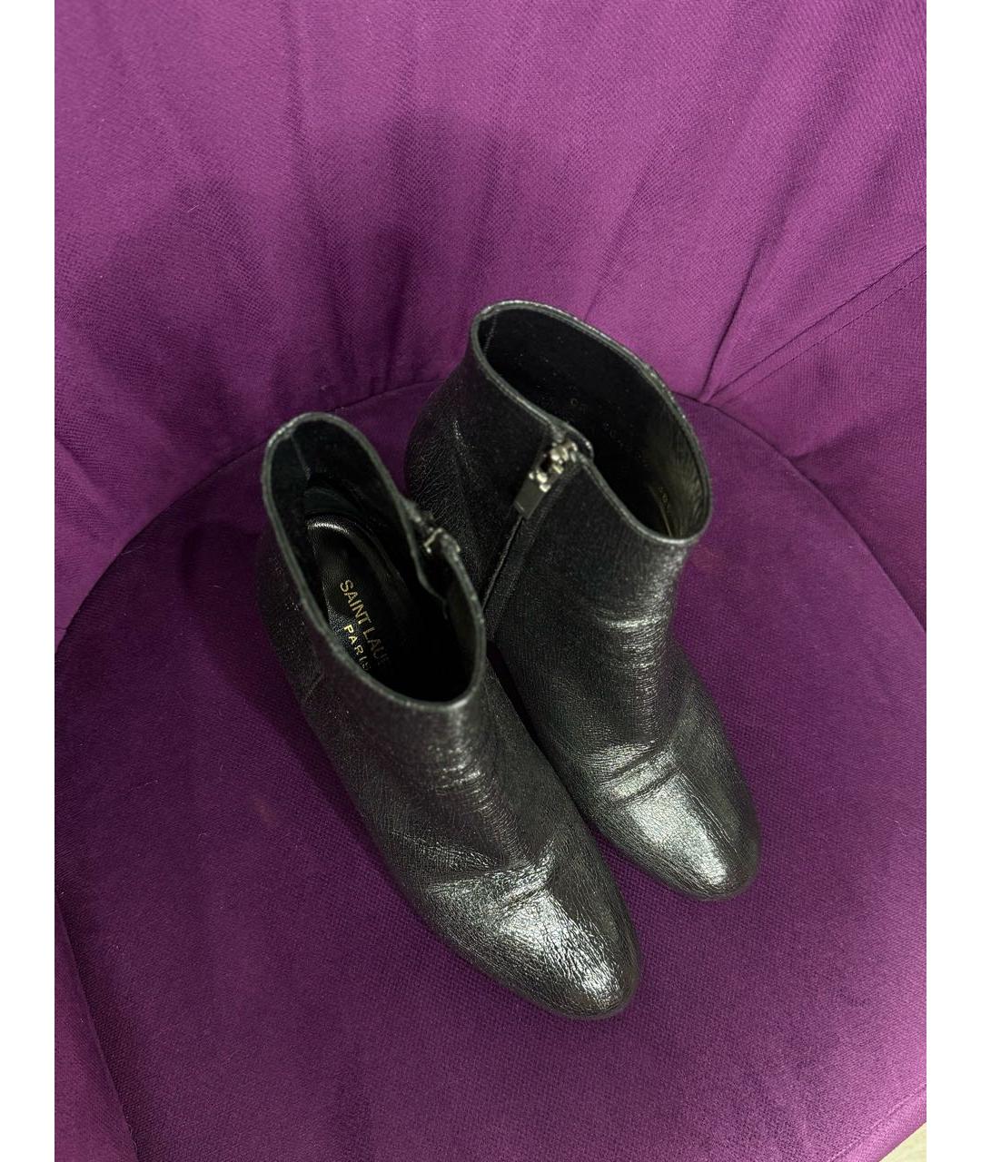 SAINT LAURENT Черные кожаные ботильоны, фото 2