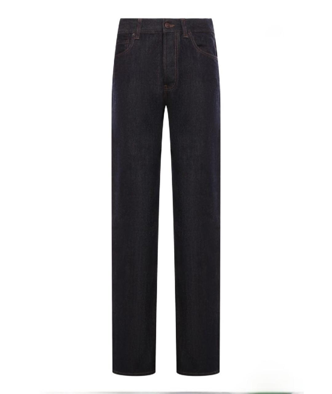 LORO PIANA Темно-синие хлопко-кашемировые прямые джинсы, фото 1