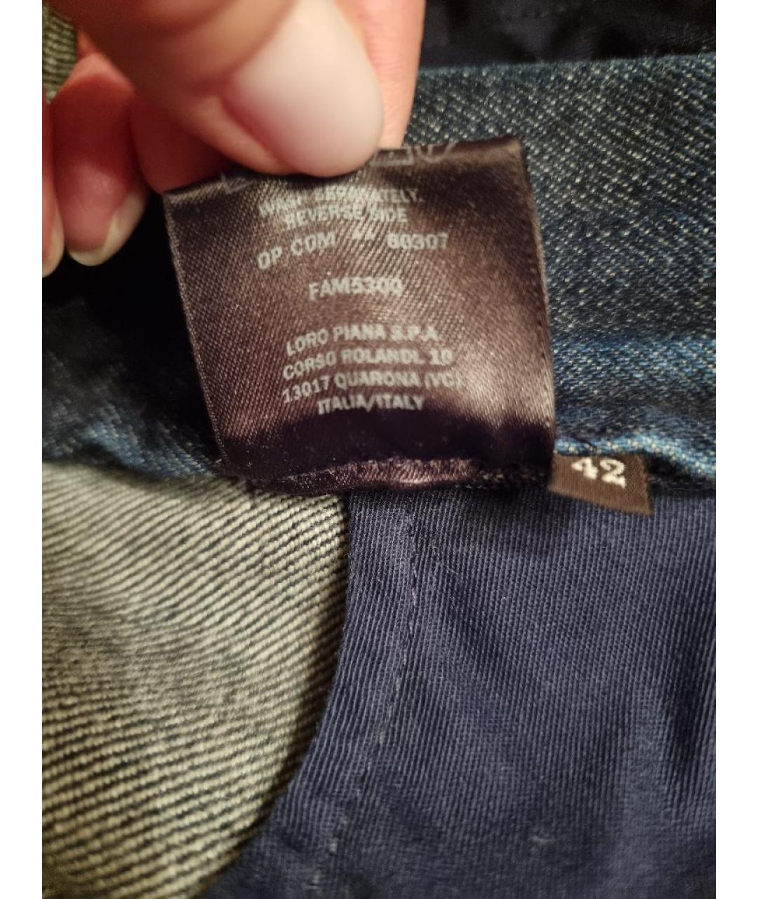 LORO PIANA Темно-синие хлопко-кашемировые прямые джинсы, фото 8