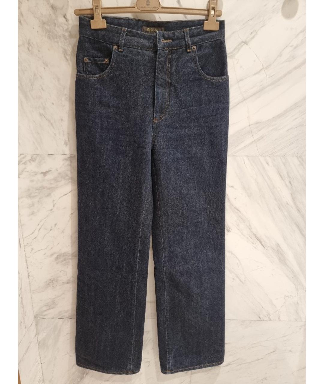 LORO PIANA Темно-синие хлопко-кашемировые прямые джинсы, фото 5