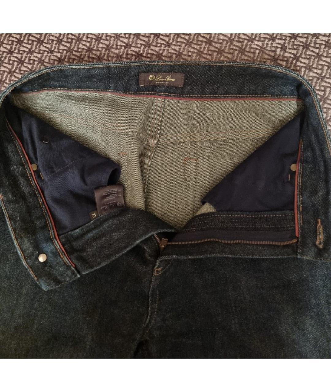 LORO PIANA Темно-синие хлопко-кашемировые прямые джинсы, фото 3