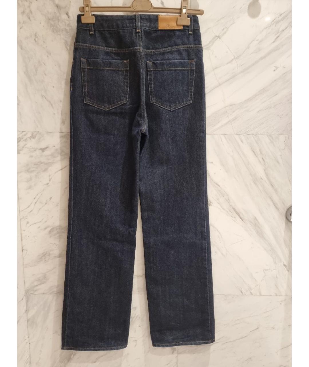 LORO PIANA Темно-синие хлопко-кашемировые прямые джинсы, фото 9