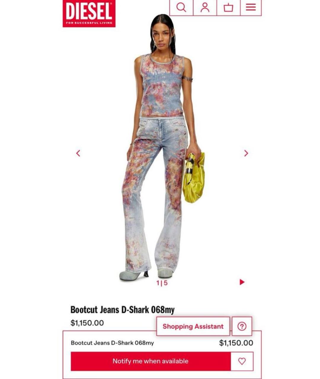 DIESEL Мульти джинсы клеш, фото 3