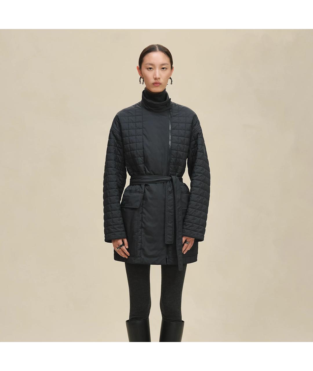 HERMES Черное полиэстеровое пальто, фото 2