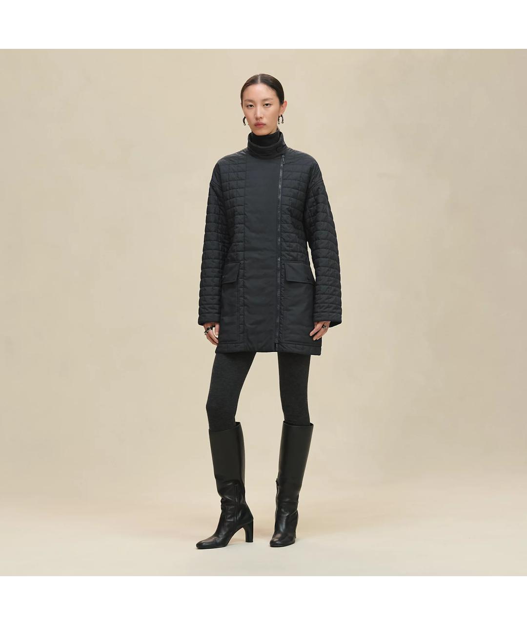 HERMES Черное полиэстеровое пальто, фото 7