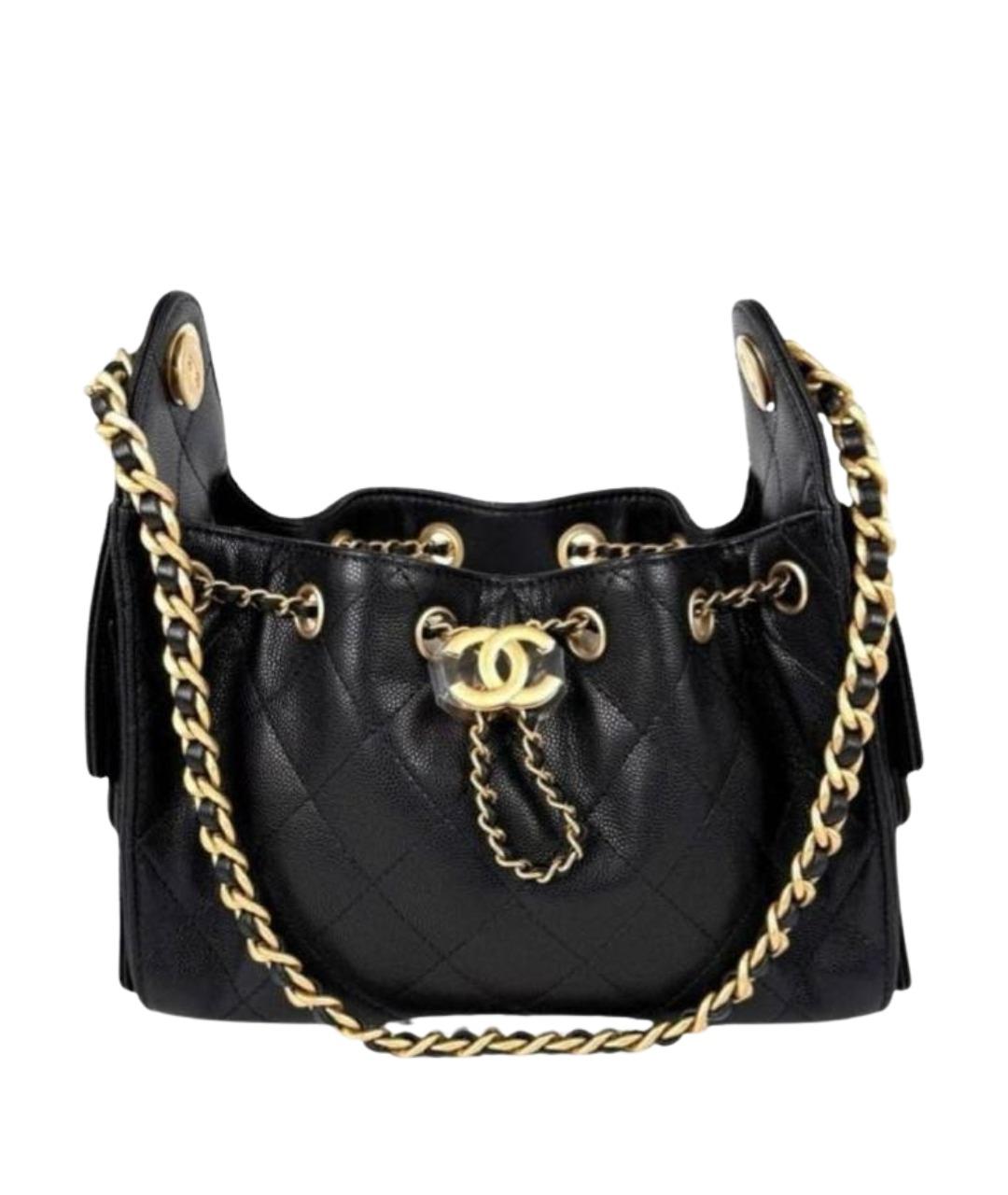 CHANEL Черная кожаная сумка с короткими ручками, фото 1