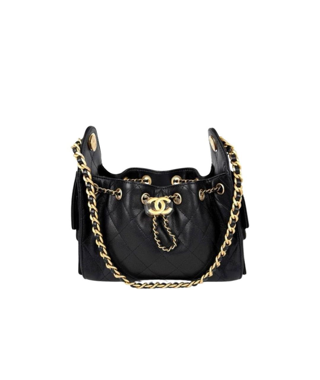 CHANEL Черная кожаная сумка с короткими ручками, фото 3