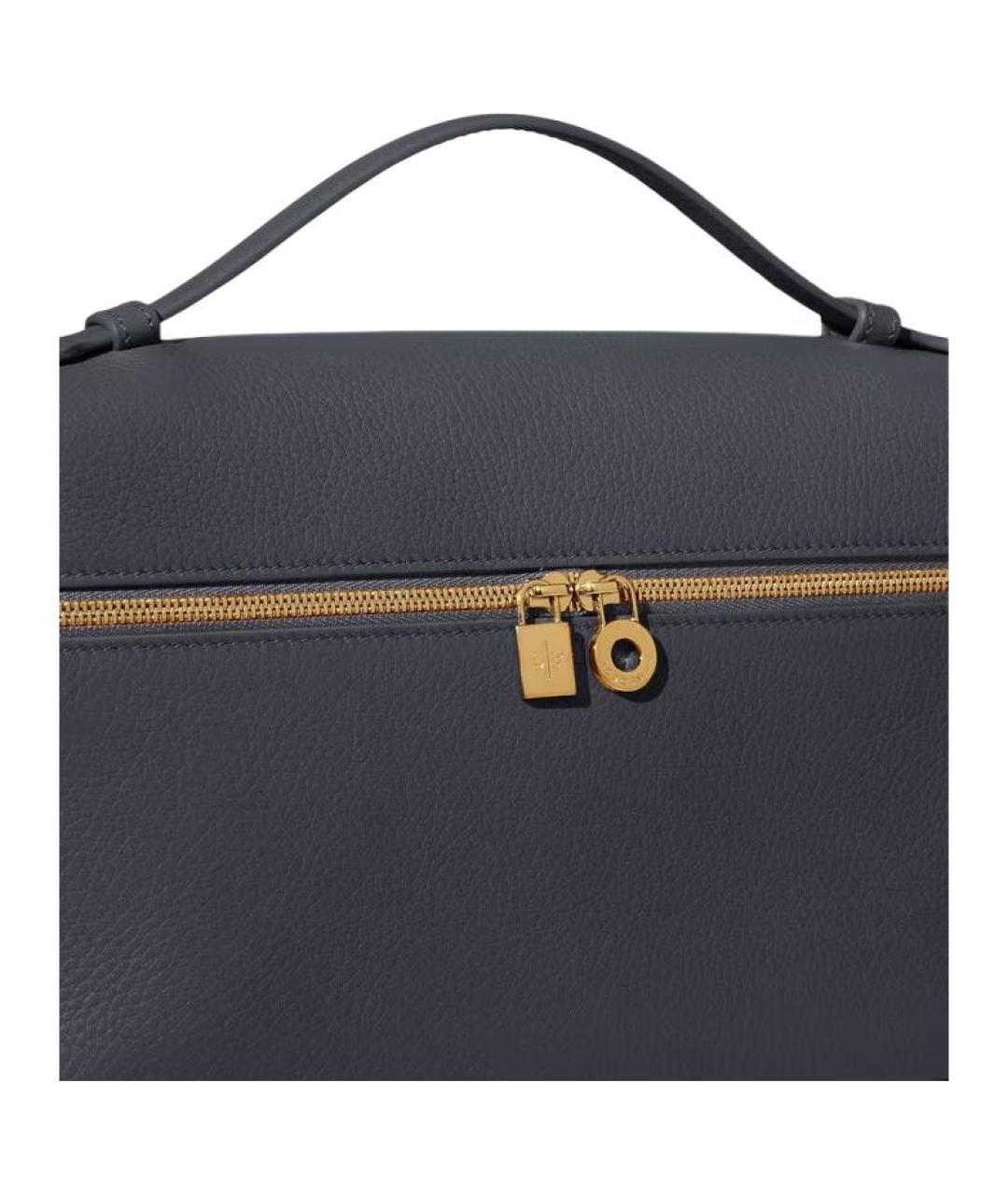 LORO PIANA Темно-синяя кожаная сумка через плечо, фото 5