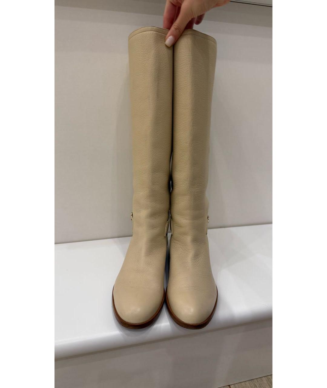CHRISTIAN DIOR Бежевые кожаные сапоги, фото 2