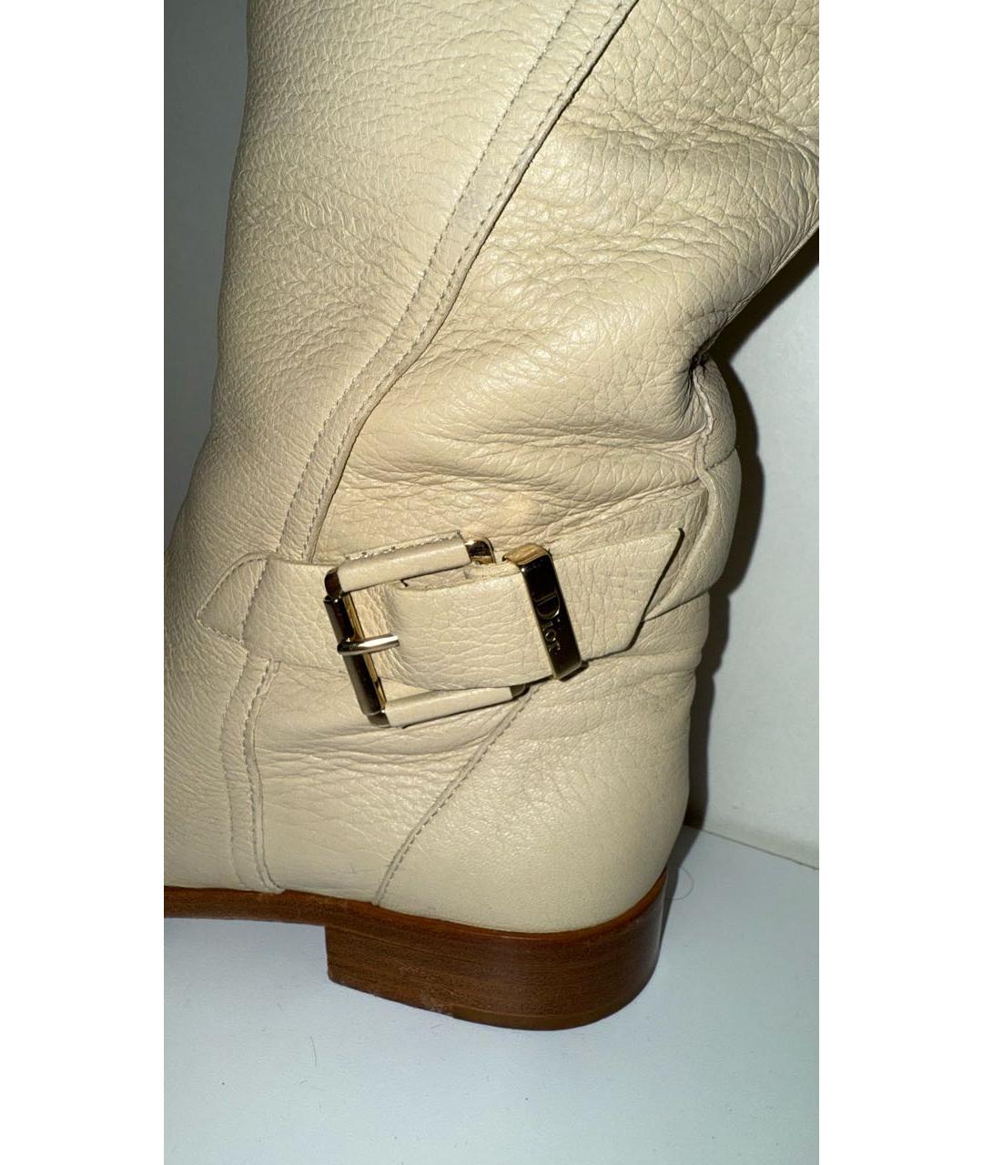 CHRISTIAN DIOR Бежевые кожаные сапоги, фото 5