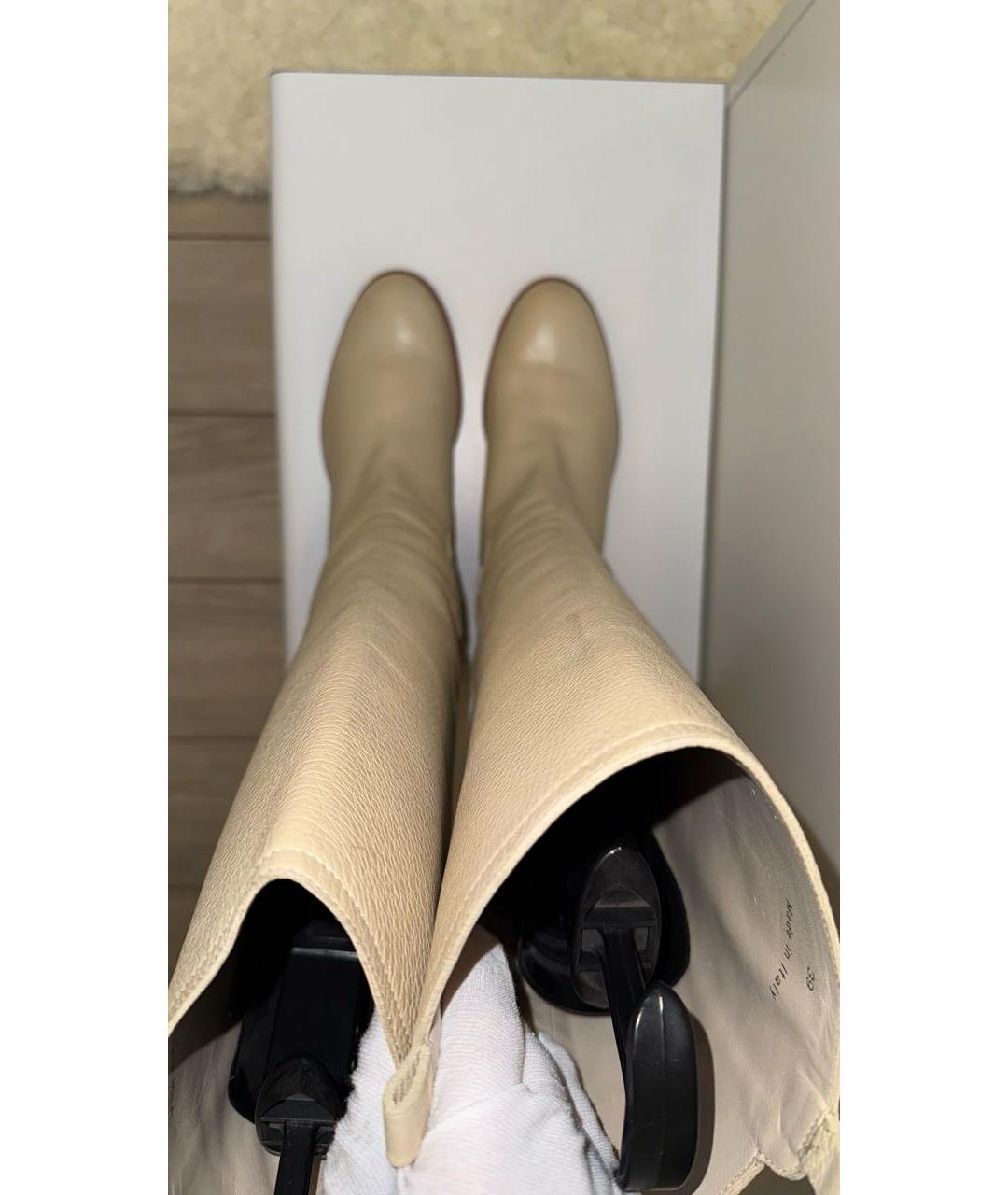 CHRISTIAN DIOR Бежевые кожаные сапоги, фото 3
