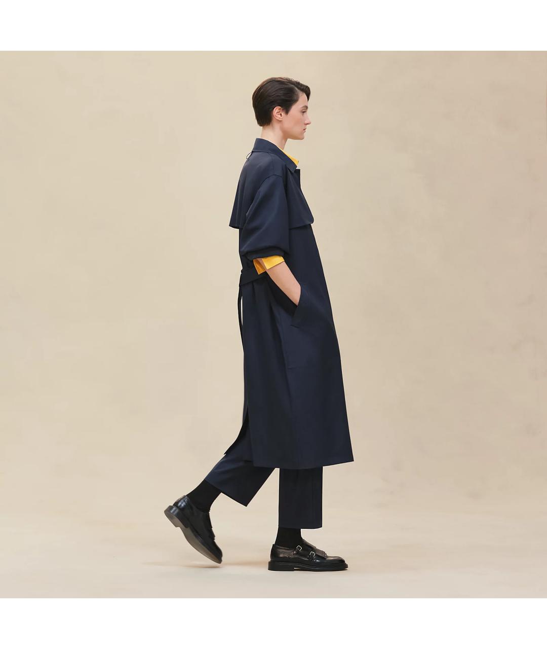 HERMES Черное шерстяное пальто, фото 3