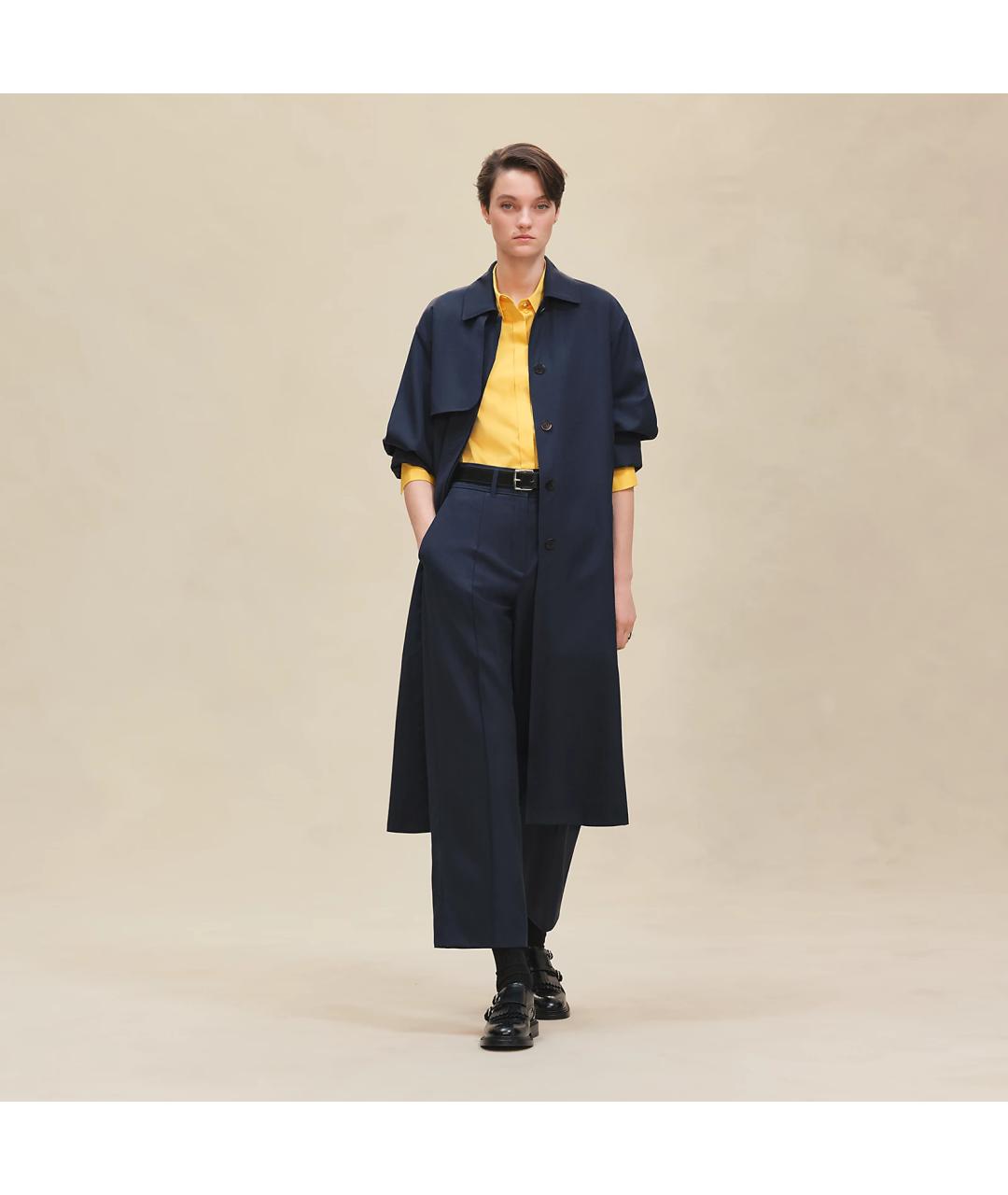 HERMES Черное шерстяное пальто, фото 2