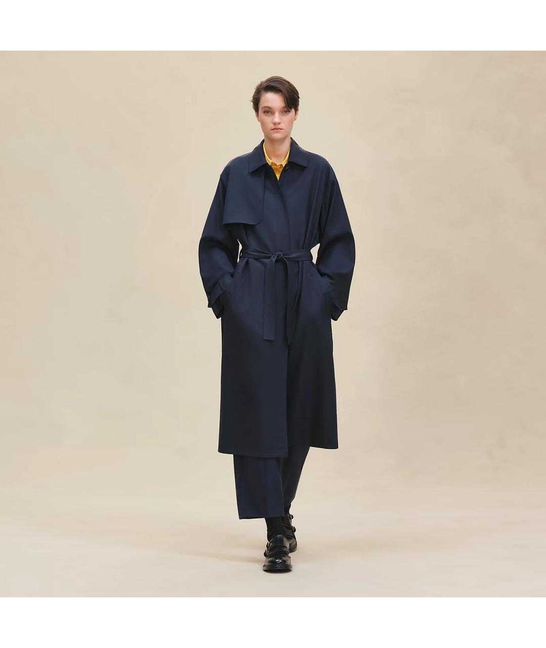 HERMES Черное шерстяное пальто, фото 6