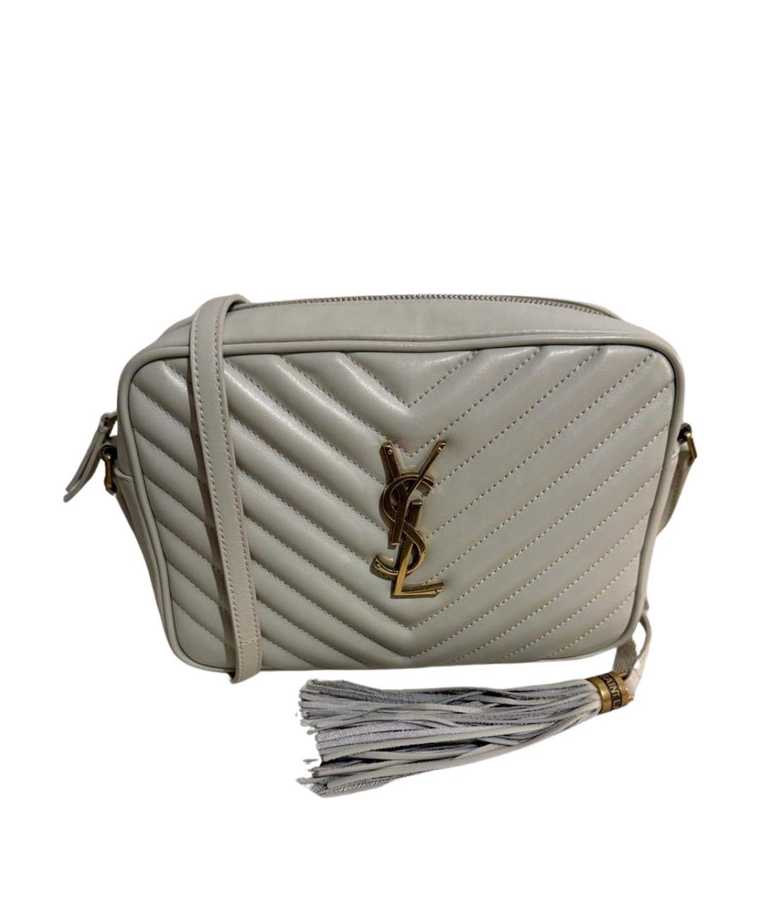 SAINT LAURENT Белая кожаная сумка через плечо, фото 1