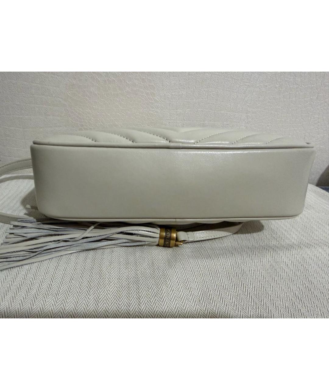 SAINT LAURENT Белая кожаная сумка через плечо, фото 6