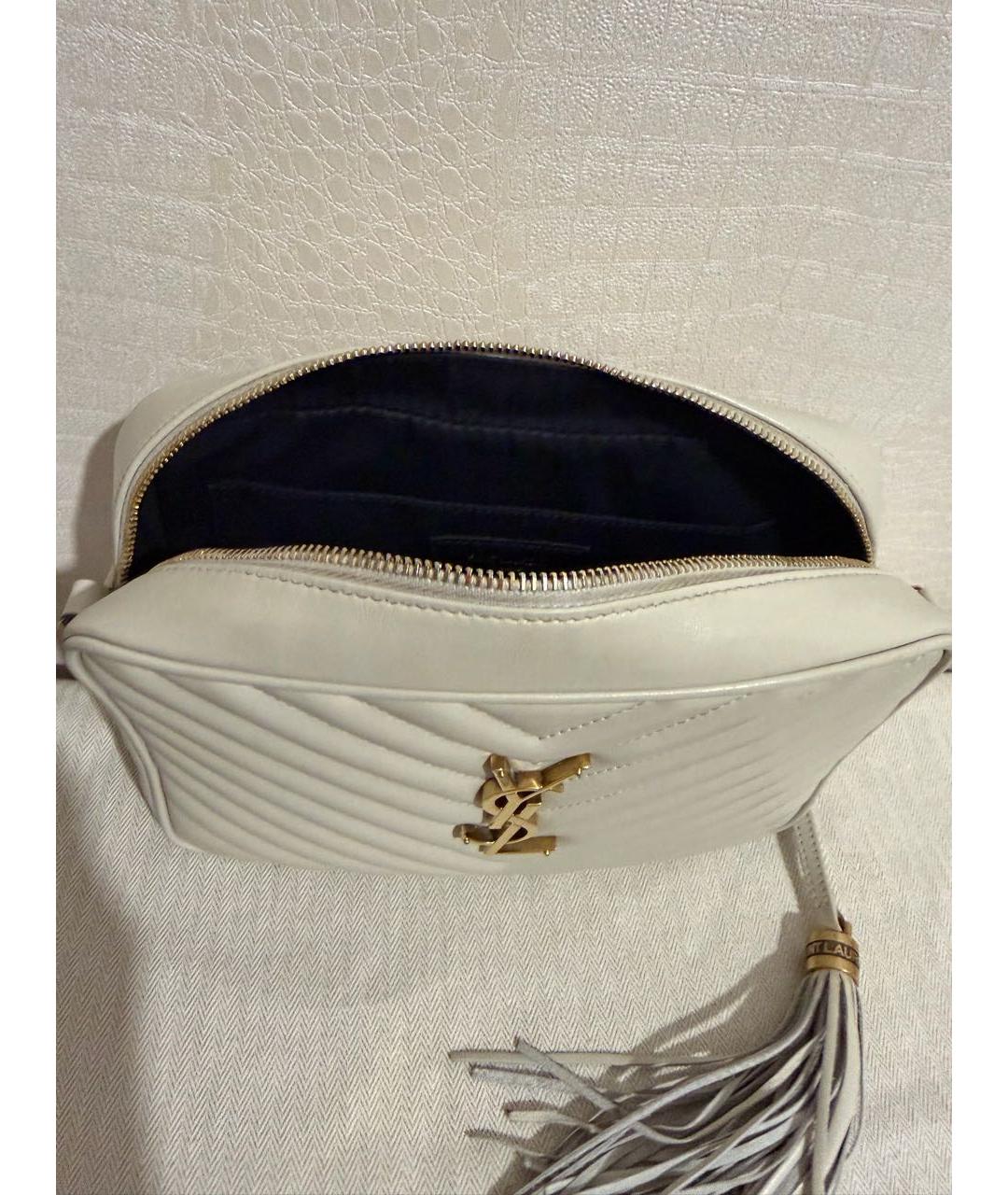 SAINT LAURENT Белая кожаная сумка через плечо, фото 3