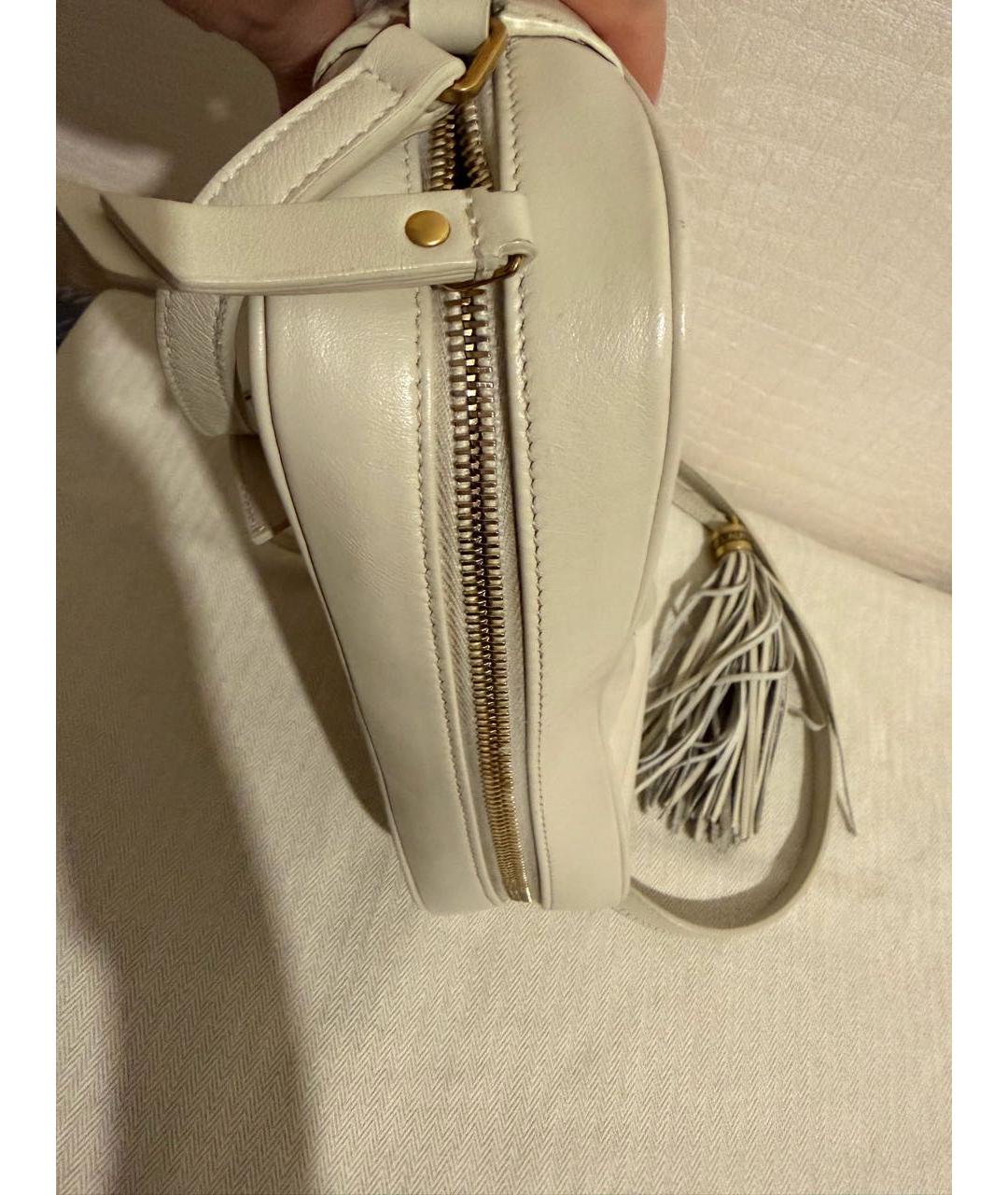 SAINT LAURENT Белая кожаная сумка через плечо, фото 5