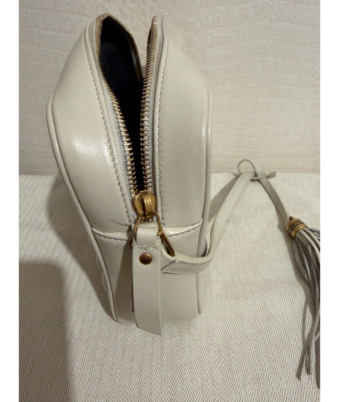 SAINT LAURENT Белая кожаная сумка через плечо, фото 7