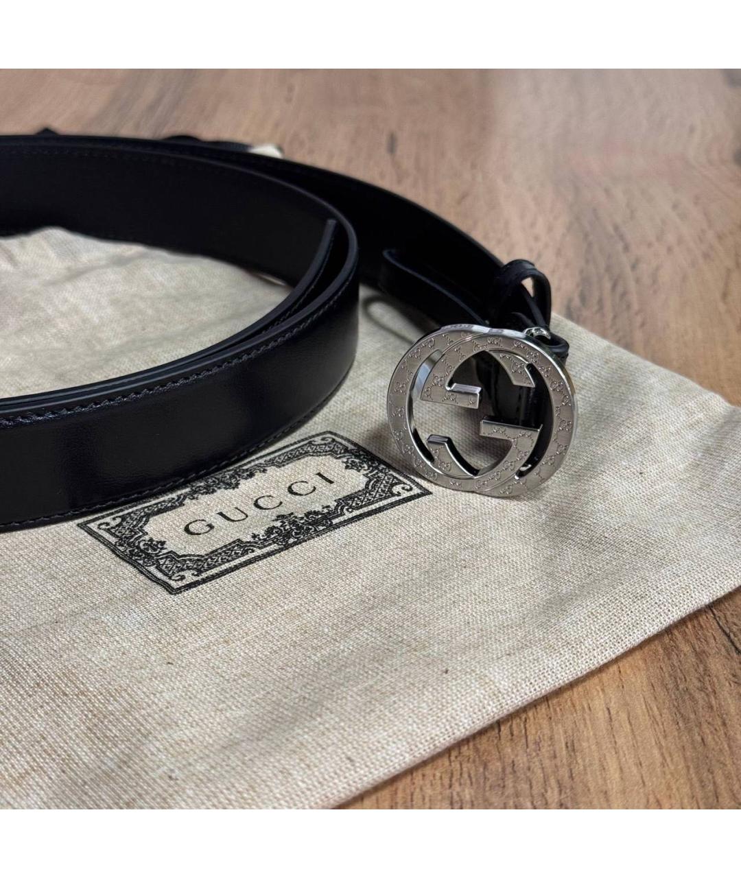 GUCCI Черный кожаный ремень, фото 2