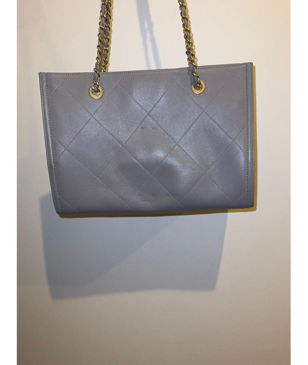 CHANEL Серая кожаная сумка тоут, фото 3