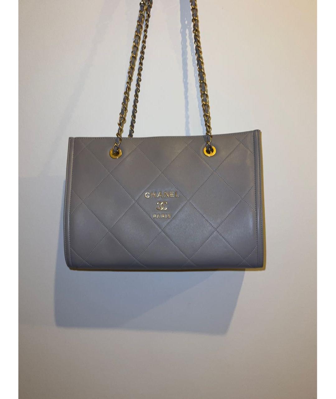 CHANEL Серая кожаная сумка тоут, фото 7